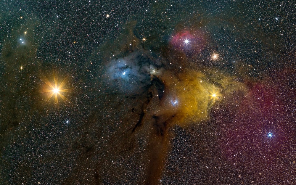 1 Mars and its Rival Antares and the Rho Ophiuchi cloud complex. Photo by Phil Hart.