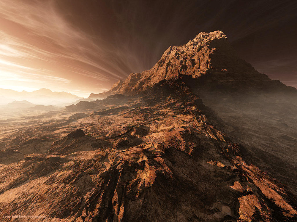 15 Planet Mars Art by Veenenbos: Valles Marineris

A misty morning at the slopes of one of the eroded mountains in the Valles Marineris. Image Credit: Data: NASA/ Art: Kees Veenenbos, www.space4case.com