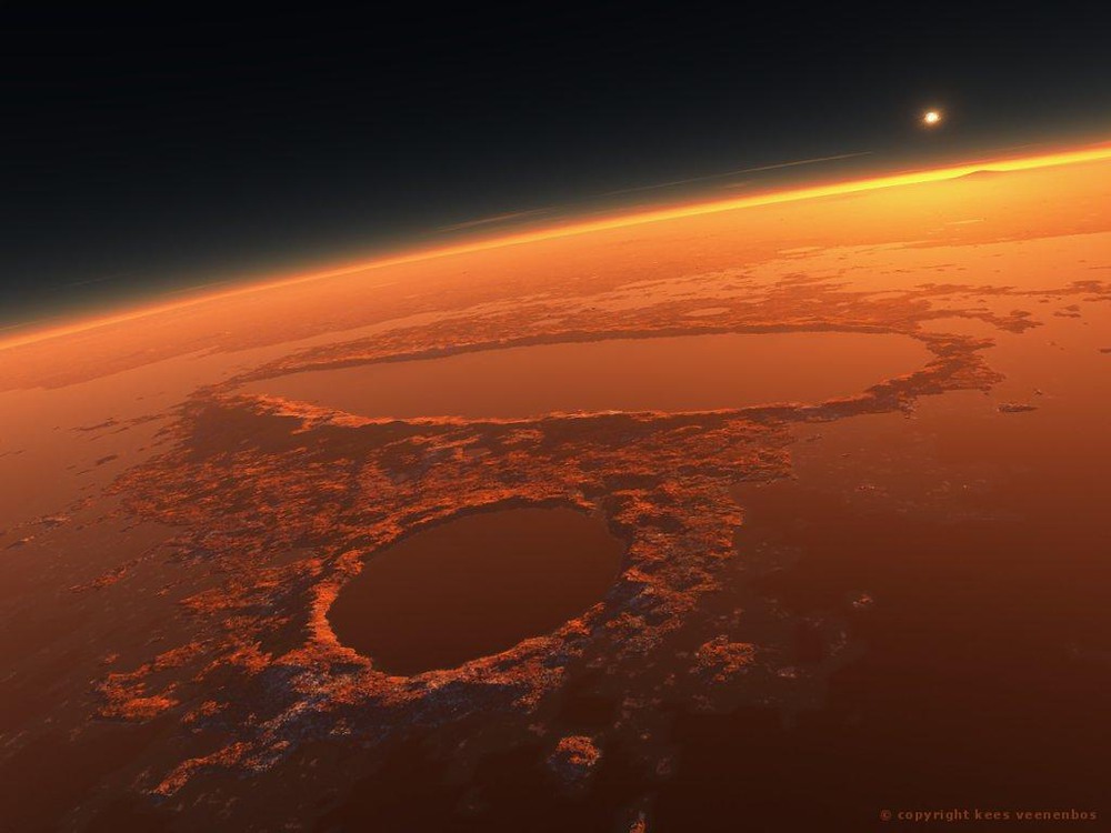 17 Planet Mars Art by Veenenbos: Orcus Patera at sunset

The Orcus Patera, an extreme oval crater caused by a meteorite that just grazed Mars. Image Credit: Data: NASA/ Art: Kees Veenenbos, www.space4case.com