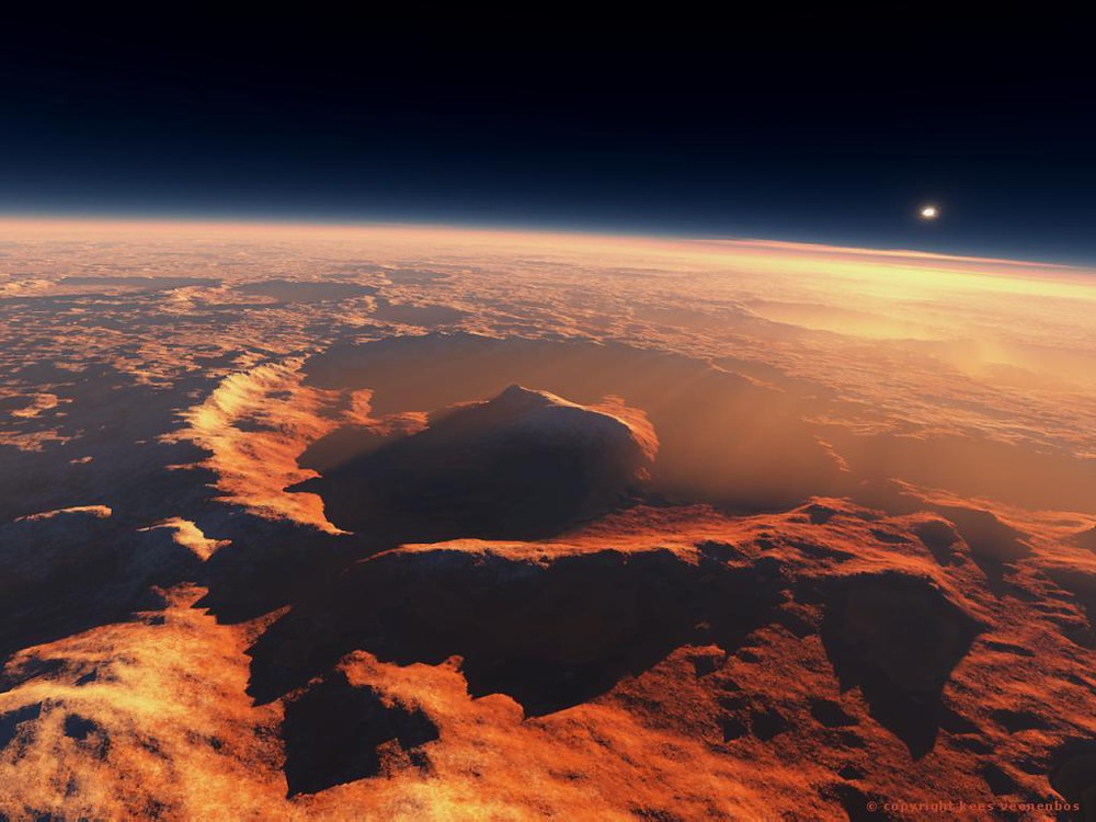 19 Planet Mars Art by Veenenbos: The Gale Crater

Sunset at the Terra Cimeria. The Gale Crater as seen from the Aeolis Mensae. Image Credit: Data: NASA/ Art: Kees Veenenbos, www.space4case.com