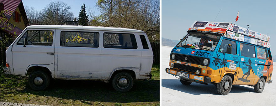 2 We wanted to travel but we did not have a lot of money so we bought old van for $600 and converted it to a travel car