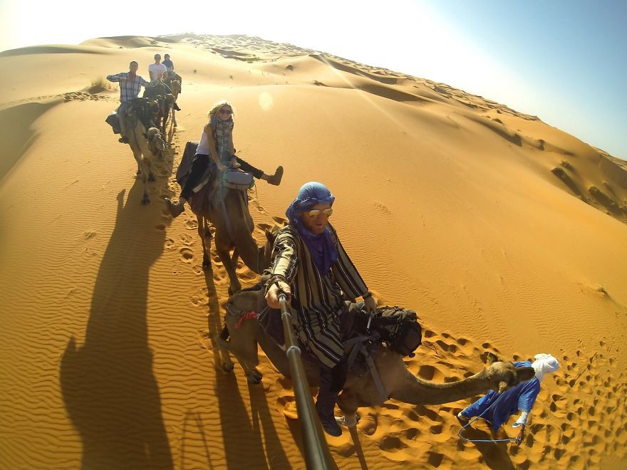 13 Rode camels in Sahara
