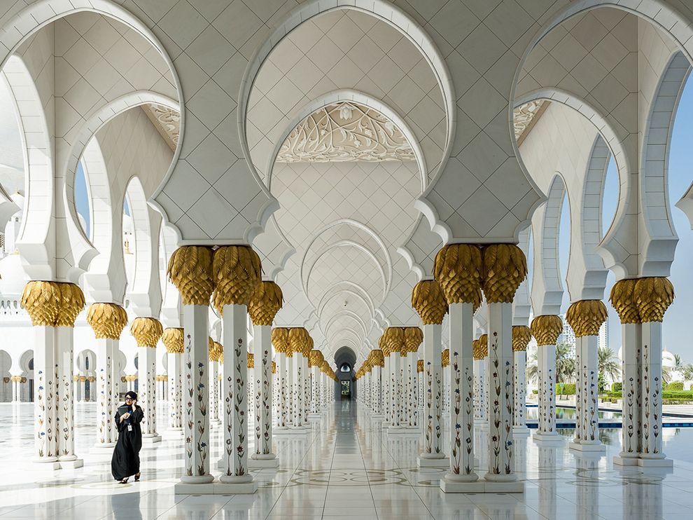 28 Golden Opportunity. While traveling from the Netherlands to Nepal, Your Shot member Chris Wilde captured this photo of the Sheikh Zayed Mosque in Abu Dhabi. His layover lasted only a few hours, but that was enough time to visit the mosque, the largest in the United Arab Emirates. Photograph by Chris Wilde.