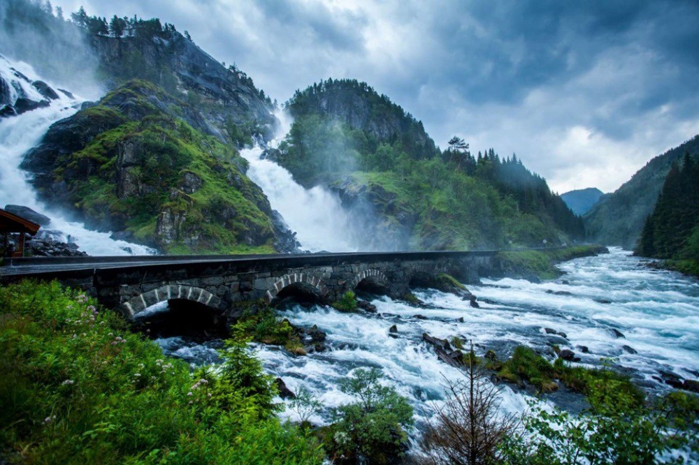 2 The bridge on the waterfall in Norway Låtefossen. Photograph by pinimg