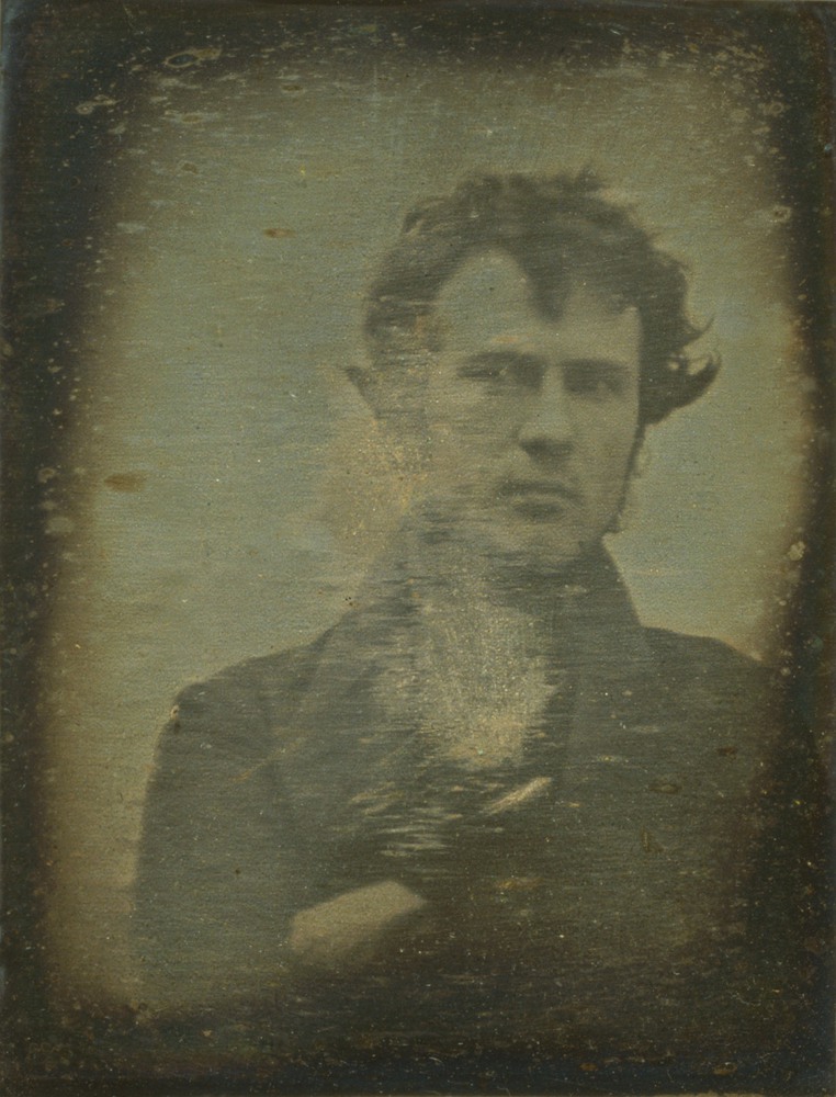 24 The first portrait - self portrait of the photographer Robert Cornelius, the daguerreotype, 1839.